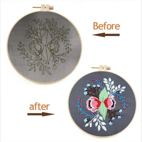 Meecaa Starry Sky Abstract Landscape Embroidery Kit Starter Set, Hand Embroidery Set,Pattern Printed Cross Stitch Set for Beginner Adults, with Embroidery Hoop and Instructions (Starry Sky 2) - color: Starry Sky 2