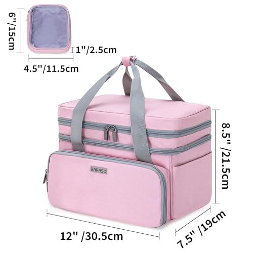 BAFASO Double Layer Sewing Accessories Organizer, Pink - color: Pink