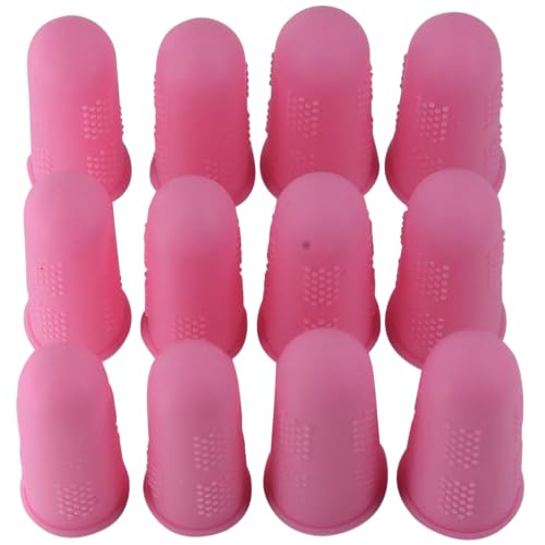 Finger Protectors [Flex Series - 12-Pack] Silicone Non-Stick Finger Covers [Pink - Small (6) / Medium (6)] for Hot Glue/Sewing/Wax/Rosin/Resin/Honey/Adhesives/Scrapbooking - color: Small & Medium - Pink [12-Pack]