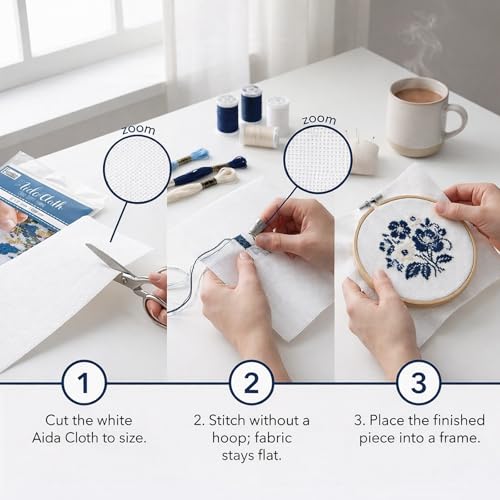 14 Count Aida Cloth Pure White 30X36 Cross Stitch Fabric Embroidery for