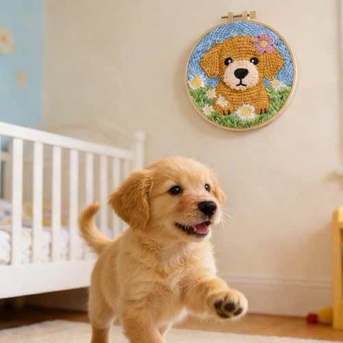 YOYLEAYOY Punch Needle Kit for Beginners (Golden Retriever)