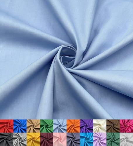 EOVEA - Cotton Polyester Fabric by The Yard – 60" Wide Broadcloth Fabric, Soft, Lightweight & Breathable Material for Lining, Curtains, Bedding, Skirts, Sewing Projects (Baby Blue, 1 Yard) - color: Baby Blue, size: 1 Yard