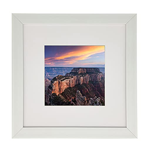 8x8 Photo Frame Gallery Square Picture frame with 5x5 mat,Freestanding and Wall Mountable,White - color: White, size: 8x8