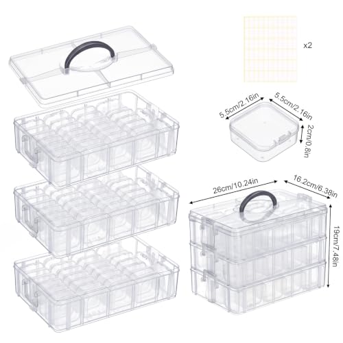 Stackable Bead Organizer 3 Tier with 90pcs Small Boxes Storage Container - size: 3-Tier 90pcs 2in Boxes