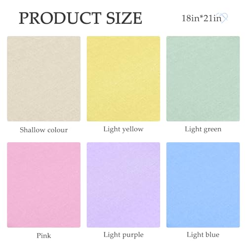 6 Pcs 18x21 in Cotton Fabric Precut Quilting Fabric Bundles Solid Colors Quilt Material for DIY Craft Sewing Embroidery (Shallow Colour, Yellow, Light Green, Light Blue, Pink, Light Purple) - color: Light-6pin