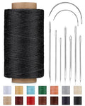 218 Yards Waxed Thread Waxed Leather Thread with Heavy Duty Sewing Needles - color: Black