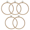 PATIKIL 5 Pieces 6 Inch Embroidery Hoops Frame Round Imitated Wood Circle Cross Stitch Hoop Ring for Embroidery Art Craft Handy Sewing Decoration - size: 6 Inch