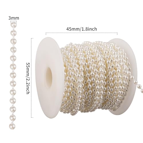 3mm Millet Beads Crafts Faux Pearl Beads Garland Pearl Bead Roll Strand of Pearls to Decorate Floral Centerpieces Wedding Party Favor Christmas Tree(33 Feet Ivory) - color: Ivory, size: 3 mm