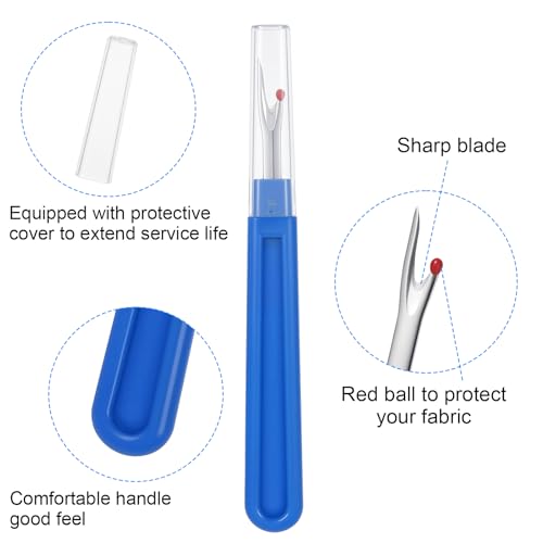 12 Pcs Stitch Remover Tool, Thread Stitch Remover Tool, Ergonomic Grip Seam Ripper, Seam Ripper Set, Thread Cutter, Embroidery Removing Tools for Sewing, Crafting (Blue)