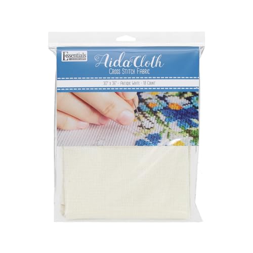 Essentials By Leisure Arts Aida Cloth, 18 Count, Antique White Cross Stitch Fabric, Embroidery Fabric, Cross Stitch Supplies for Crafting, Stitching, and Sewing Projects 30X36