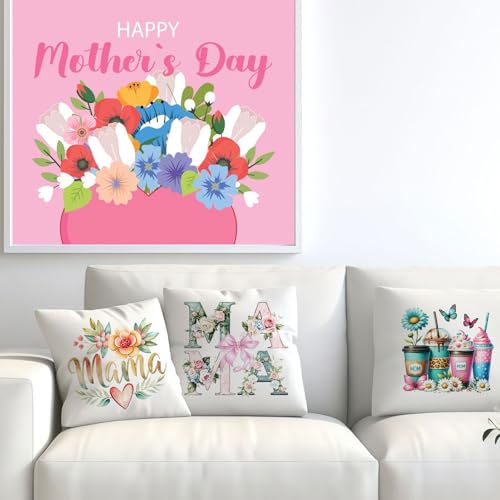 4 Pcs Mother Day Iron On Patches for Clothing Pink Mom Iron on Transfers Mama Flower Iron on Letters Patches for Clothes T-Shirts Jeans Jackets Bags DIY Heat Transfer Decals (1.Mama) - color: 1.Mama
