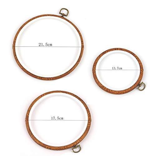 Embroidery Hoops Cross Stitch Hoop Ring Imitated Wood Circle Set Display Frame for Art Craft Handy Sewing and Hanging - Pack of 3 (5.5"+6.7"+8.6") - color: 3pcs Round