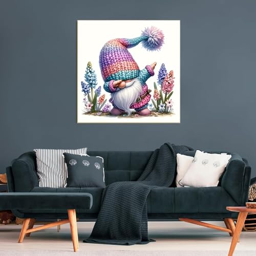 Lzyueyuan Gnome Stamped Cross Stitch Kits for Adults Beginner, Cross Stitch Ornament Kits Counted Embroidery Needlepoint Kits Home Decor 13.8X13.8 inch - color: Cross Stitch-1029-1
