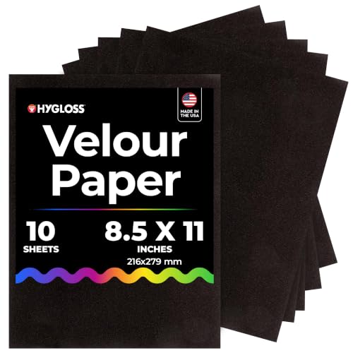 Hygloss Velour Paper 8.5 x 11, Soft Flocked Craft Paper, 10 Sheets Black - color: Black