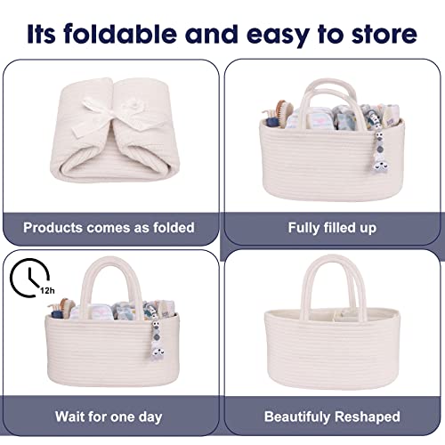 XUANGUO Cotton Rope Baby Diaper Caddy Organizer Basket with Handles White - color: White, size: Regular