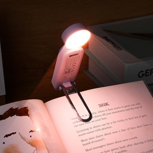 VAVOFO USB Rechargeable Book Light, Bookmark Clip on LED Reading Light - color: Pink Purple