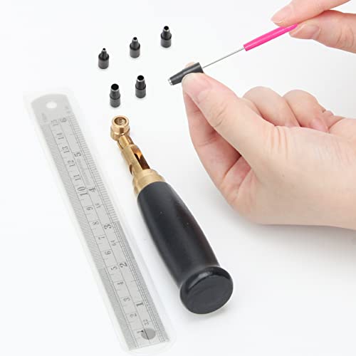 Japanese Screw Punch, Boyistar Wood Handle Belt Hole Puncher - color: Black