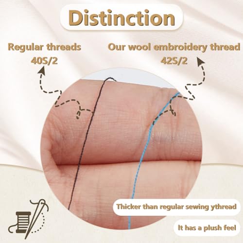 42S/2 Wool Embroidery Thread 1500m Wool & Acrylic Fibers Embroidery Floss Hand Sewing Thread Sewing Machine Kit Needlepoint Thread for Sewing DIY Craft Cross Stitch Threads (Blue) - color: Royal Blue