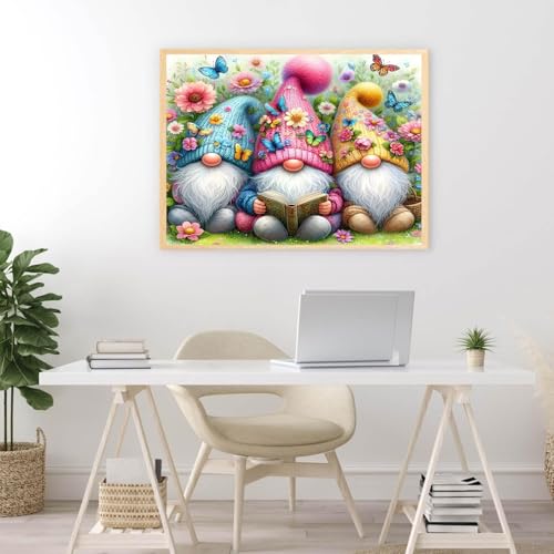 Lzyueyuan Gnomes Stamped Cross Stitch Kits for Adults Beginner,Book Flower Cross Stitch Ornament Kits Counted Embroidery Needlepoint Kits Home Decor 15.7X11.8inch - color: Cross Stitch-1029-7