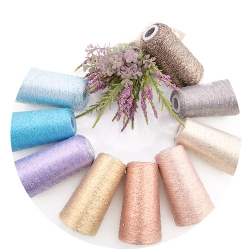 2 Balls Sequin Sparkle Lurex Yarn, Shining Glitter Metallic Knitting-in Accessory Yarn Thread for Knitting and Crochet Sweater Shawl 5000 Yards (1, Magic White) - color: Magic White