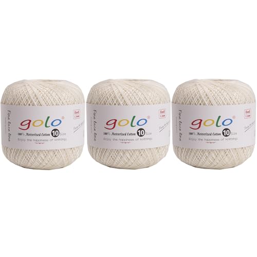 golo 3 Balls Crochet Thread Size 10 Crochet Yarn for Hand Knitting 802 - color: 000-802Pearl