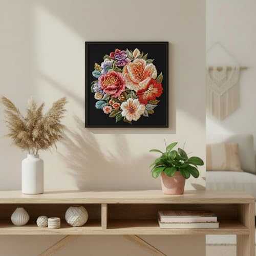 ARTopet 2Pcs Embroidery Kit for Beginners Cross Stitch Kits Needlepoint Set Colorful Flowers Patterns Embroidery Thread Kit for Craft Lover Hand Stitch with Hoop Threads Fabric-02 - color: 2Pcs-02