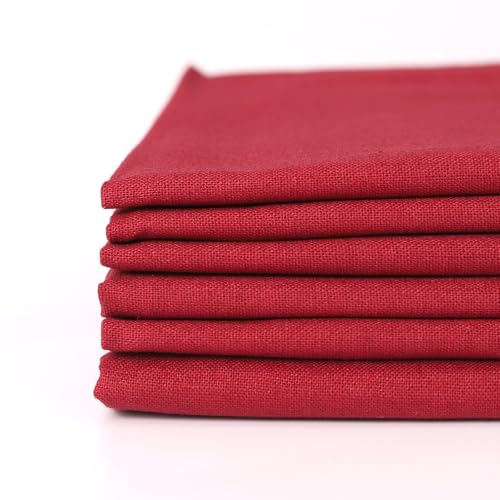 6 Pcs 18 x 21 Inches Burgundy Cotton Fabric Precut Quilting Fabric Bundles Solid Colors Quilt Material for DIY Craft Sewing Embroidery - color: Burgundy