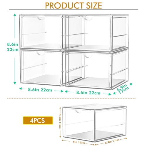 caktraie 4-Drawer Acrylic Storage Organizer for Desk, Crafts,Vanity - size: 4 Drawers