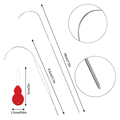 5 Pcs 4 Inch Big Eye Curved Beading Needle + 6 Pcs 7.5 Inches Curved Bead Spinner Needles,10 Pcs Colorful Plastic Needle Threaders,Stainless Sewing Needle for Beading Bracelet Necklace Jewelry Making