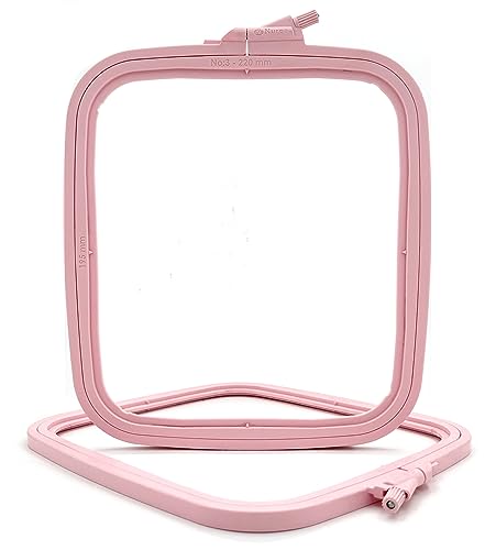 Nurge Square Embroidery Hoop - Plastic Cross Stitch Frame for Needlepoint & Embroidery - Adjustable Craft Hoop - Pink - No:3 (Medium) - color: Pink, size: No:3 (Medium)