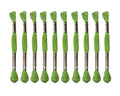 12 Skeins Embroidery Cotton Floss of 8.75yds for DIY Embroidery, Green - color: Green