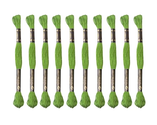 12 Skeins Embroidery Cotton Floss of 8.75yds for DIY Embroidery, Green - color: Green