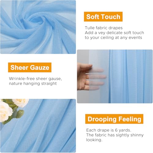 Wedding Arch Draping Fabric 1 Panel Dusty Blue Sheer Backdrop Drapes - color: Dusty Blue, size: 1 Panel