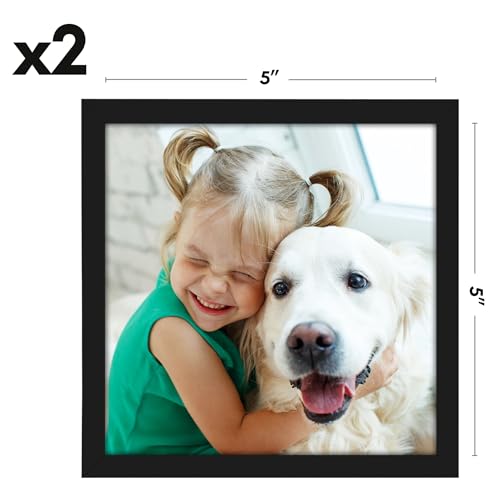 Americanflat 5x5 Picture Frame 2-Pack - Slim Molding - Black - size: 5x5