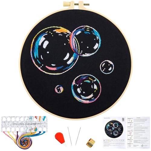 Crafmanoe Embroidery Kits for Beginners Adults, Cute Embroidery Starter Kits Funny Counted Cross Stitch Kits for Beginners Adult, Craft Hobbies Set for Women, Embroidery Fabric, Hoops & Video Tutorial - color: H2011