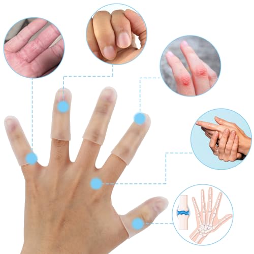 WY LIGHTING Gel Finger Cots, 10 PCS Gel Finger Protectors, Clear, Nude - color: Clear, Nude, 5 Pairs