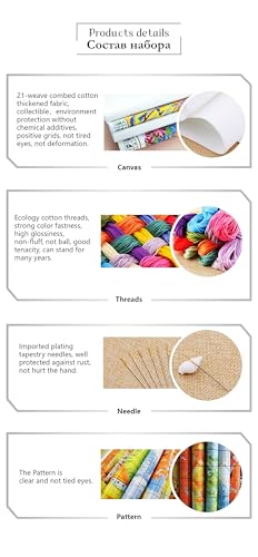 Dimensean Counted Cross Stitch Kit for Beginners, 11CT Unprinted Cross-Stitch Kit Easy Patterns Needlepoint Kit Cross Stitching Embroidery Kit Supplies-Colorful Flower Girl 18x18 inch - color: ColornNEW20