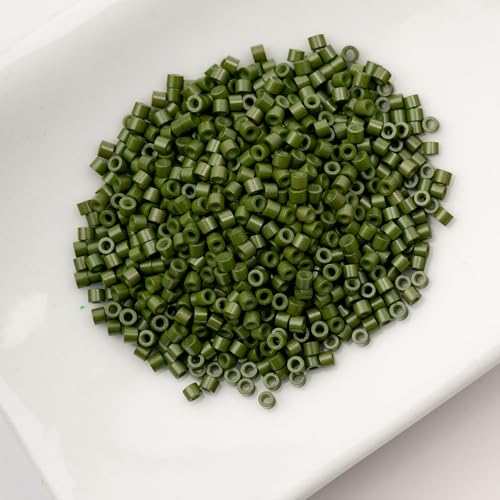 John Bead 25g Cylin Beads Opaque Green Avocado 11/0 Glass Cylindrical Seed Beads for Jewelry Bracelets Necklaces Earrings Making Embroidery - color: Green Avocado