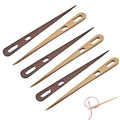 Leewoth 6pcs Nalbinding Needle, Wood Multipurpose Large Two-Eyed Yarn Needles for Weaving/Knitting Handmade Binding Tool