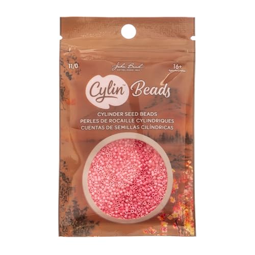 John Bead 25g Cylin Beads Opaque Pink Carnation 11/0 Glass Cylindrical Seed Beads for Jewelry Bracelets Necklaces Earrings Making Embroidery - color: Pink Carnation