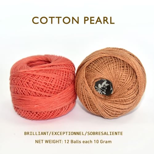 Double Mercerized Egyptian Long Staple Cotton Pearl Thread Ball 10 Grams Rainbow Color 12 Colors per Box for Crochet Hardanger Kniting Hand Sewing,Cool Muted LavenderPalette - color: Cool Muted Lavender Palette