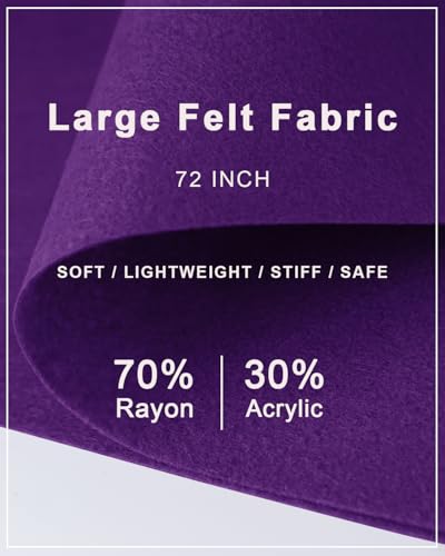 Purple Felt Fabric 72" x 36", Large Stiff Craft Felt Sheet by The Yard - color: Purple, size: 72" X 36" (1 Yard)