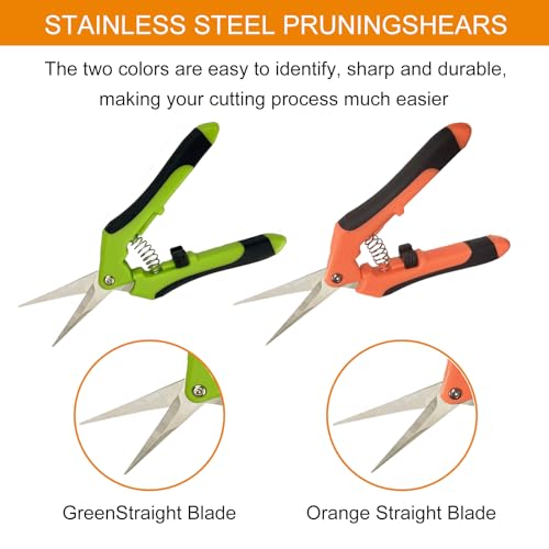 5 Pack Pruning Shears, Garden Shears with Gardening gloves, Garden Clippers Handheld, Straight Stainless Steel Garden Snips, Gardening Shears, Garden Scissors, Lengnoyp Pruners for Gardening