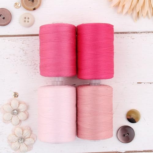 ThreadArt Cotton Quilting Thread Set, 1000M 50/3, 4 Pink Tones - color: 4 PINK TONES