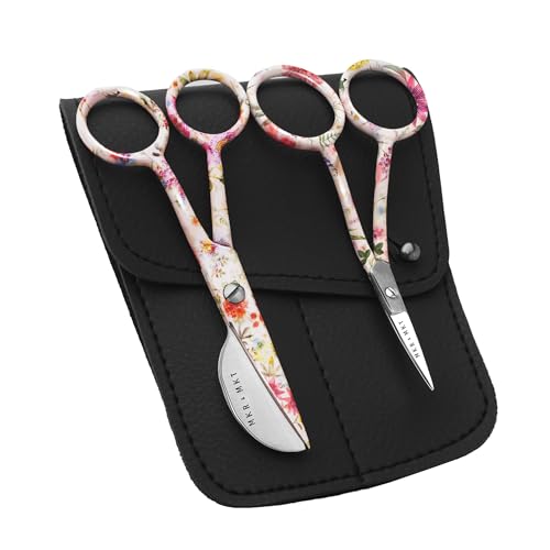 Applique Embroidery Scissors Set - Duckbill & Needlepoint, 4.5", Floral - color: Floral