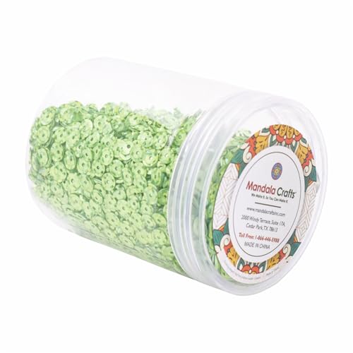 Mandala Crafts 6mm Cup Holographic Lime Green Sequins for Sewing Embroidery - color: Holographic Lime Green, size: 6mm Cup Sequins