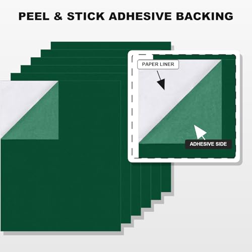 Self Adhesive Felt Sheets, 6PCS 13.4"x10.8" 2mm Thick Green - color: Green