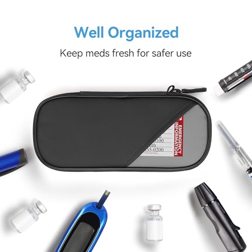 Gelozid Insulin Cooler Travel Case with 2 Reusable Ice Packs, Black & Gray - color: Black with Gray, size: Cooler Case