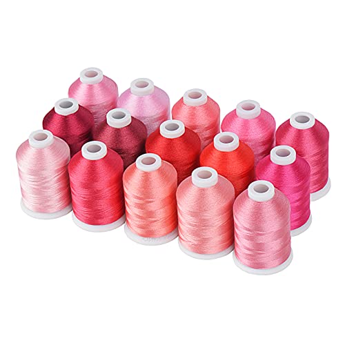 Simthread 15-Color Polyester Machine Embroidery Thread Set, Pink Series - color: 15pink colors