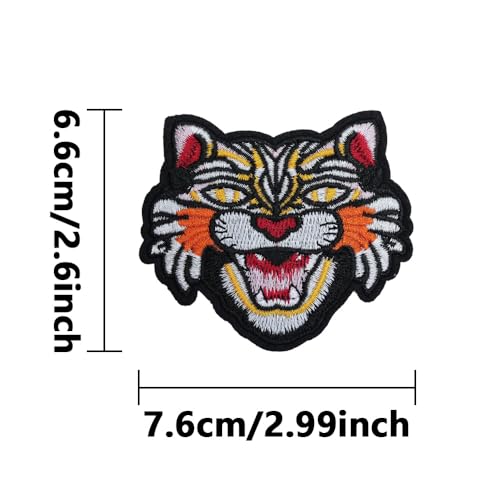 Rose Flower Embroidered Hot Melt Patch Cover Shoes Decoration Patch (1pc Tiger Head) - style: 1pc Tiger Head Patch